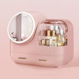 JoybosÂ® Makeup Storage Organizer Box with Led Lighted Mirror Pink