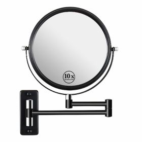 8-inch Wall Mounted Makeup Vanity Mirror, 1X / 10X Magnification Mirror, 360Â° Swivel with Extension Arm (Black&Chrome)