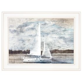 "Sailboat on Water" By Bluebird Barn, Ready to Hang Framed Print, White Frame