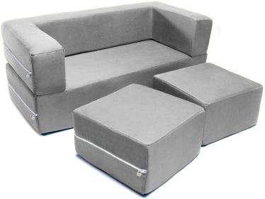 Jaxx Zipline Modular Kids Loveseat & Ottomans, Platinum