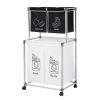 Laundry Hamper 2 Tier Laundry Sorter with 4 Removable Bags for Organizing Clothes; With four wheels for easy movement;  Laundry;  Lights;  Darks