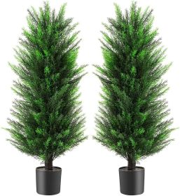 Two artificial cedar trees, 3 feet, artificial trees with UV protection artificial trimming