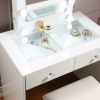 White Makeup Vanity and Stool Set with 10 Lights and USB Port and Power Outlet, 2x Drawers Luxurious Style Furniture