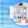 23.6'' White Wall Mounted Bathroom Storage Cabinet with Towels Bar and Adjustable Shelf