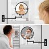 8-inch Wall Mounted Makeup Vanity Mirror, 1X / 10X Magnification Mirror, 360Â° Swivel with Extension Arm (Black&Chrome)