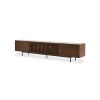 Black and Walnut Color Mid-Century Walnut Wood TV Stand 78.7 x 15.7 x 18.8 in