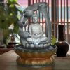 11inches Buddha Fountain Fengshui Indoor Tabletop Decorative Waterfall Kit with Submersible Pump for Office and Home Decor