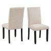 Faux Marble 5-Piece Dining Set Table with 4 Thicken Cushion Dining Chairs Home Furniture, White/Beige+Black