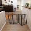 Pet Gate â€“ Dog Gate for Doorways;  Stairs or House â€“ Freestanding;  Folding ;  Dark Brown; Arc Wooden