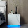 Nightstands LED Side Tables Bedroom Modern End Tables with 2 Drawers for Living Room Bedroom White