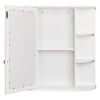 Bathroom Cabinet, Single Door Wall Mount Medicine Cabinet with Mirror(2 Tier Inner Shelves)