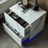 Nightstands LED Side Tables Bedroom Modern End Tables with 2 Drawers for Living Room Bedroom White