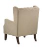 Irwin Beige Linen Button Tufted Wingback Chair