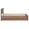 Modern Design Wooden Twin Size Platform Bed Frame with Trundle for Walnut Color