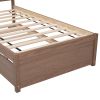 Modern Design Wooden Twin Size Platform Bed Frame with Trundle for Walnut Color