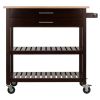 Langdon Kitchen Cart; Drop Leaf; Cappuccino and Natural