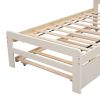 Modern Design Twin Size Platform Bed Frame with Trundle for White Washed Color