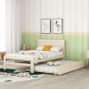 Modern Design Twin Size Platform Bed Frame with Trundle for White Washed Color