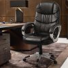 High Back Executive Chair PU Leather Business Manager's Office Chair Adjustable Ergonomic Swivel Desk Chair with Lumbar Support and Armrest, Black