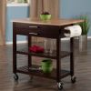 Langdon Kitchen Cart; Drop Leaf; Cappuccino and Natural