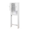 Bathroom Wooden Storage Cabinet Over-The-Toilet Space Saver with a Adjustable Shelf 23.62x7.72x67.32 inch