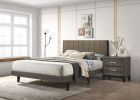 ACME Valdemar Queen Bed, Brown Fabric & Weatheted Gray Finish BD00571Q