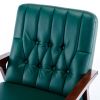 Mid Century Single Armchair Sofa Accent Chair Retro Modern Solid Wood Armrest Accent Chair, Fabric Upholstered Wooden Lounge Chair Blackish Green