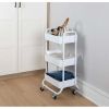 3 Tier Metal Utility Cart Arctic White, Easy Rolling, Indoor, Laundry, Adult and Child