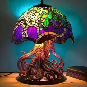 Colored Glass Plant Series Desk Lamp (Color: Octopus desk lamp)