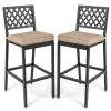 Set of 2 Patio Bar Chairs with Detachable Cushion and Footrest