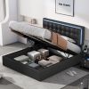 Queen Size Tufted Upholstered Platform Bed with Hydraulic Storage System,PU Storage Bed with LED Lights