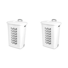 Wheeled Laundry Hamper Plastic (Color: White)