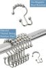 Double Shower Curtain Hooks Stainless Steel Rolling Shower Rings for Curtain Rod, Set of 12Pcs