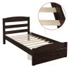 Platform Twin Bed Frame with Storage Drawer and Wood Slat Support No Box Spring Needed