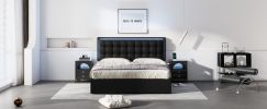 Queen Size Tufted Upholstered Platform Bed with Hydraulic Storage System,PU Storage Bed with LED Lights