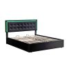 Queen Size Tufted Upholstered Platform Bed with Hydraulic Storage System,PU Storage Bed with LED Lights