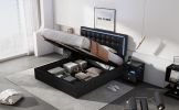 Queen Size Tufted Upholstered Platform Bed with Hydraulic Storage System,PU Storage Bed with LED Lights