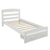 Platform Twin Bed Frame with Storage Drawer and Wood Slat Support No Box Spring Needed