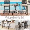 Set of 2 Patio Bar Chairs with Detachable Cushion and Footrest