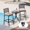 Set of 2 Patio Bar Chairs with Detachable Cushion and Footrest