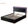 Queen Size Tufted Upholstered Platform Bed with Hydraulic Storage System,PU Storage Bed with LED Lights