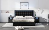 Queen Size Tufted Upholstered Platform Bed with Hydraulic Storage System,PU Storage Bed with LED Lights