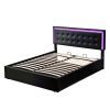 Queen Size Tufted Upholstered Platform Bed with Hydraulic Storage System,PU Storage Bed with LED Lights