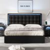 Queen Size Tufted Upholstered Platform Bed with Hydraulic Storage System,PU Storage Bed with LED Lights