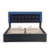 Queen Size Tufted Upholstered Platform Bed with Hydraulic Storage System,PU Storage Bed with LED Lights