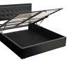 Queen Size Tufted Upholstered Platform Bed with Hydraulic Storage System,PU Storage Bed with LED Lights