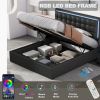 Queen Size Tufted Upholstered Platform Bed with Hydraulic Storage System,PU Storage Bed with LED Lights